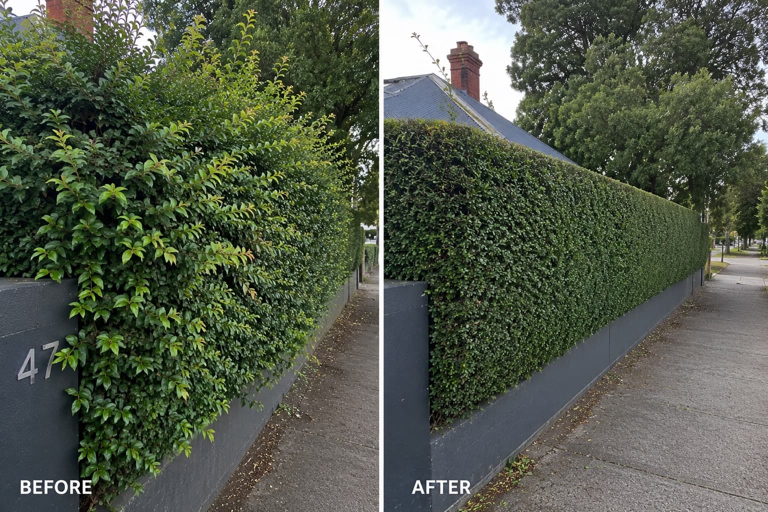 Privacy screen pruning and shaping in South Yarra