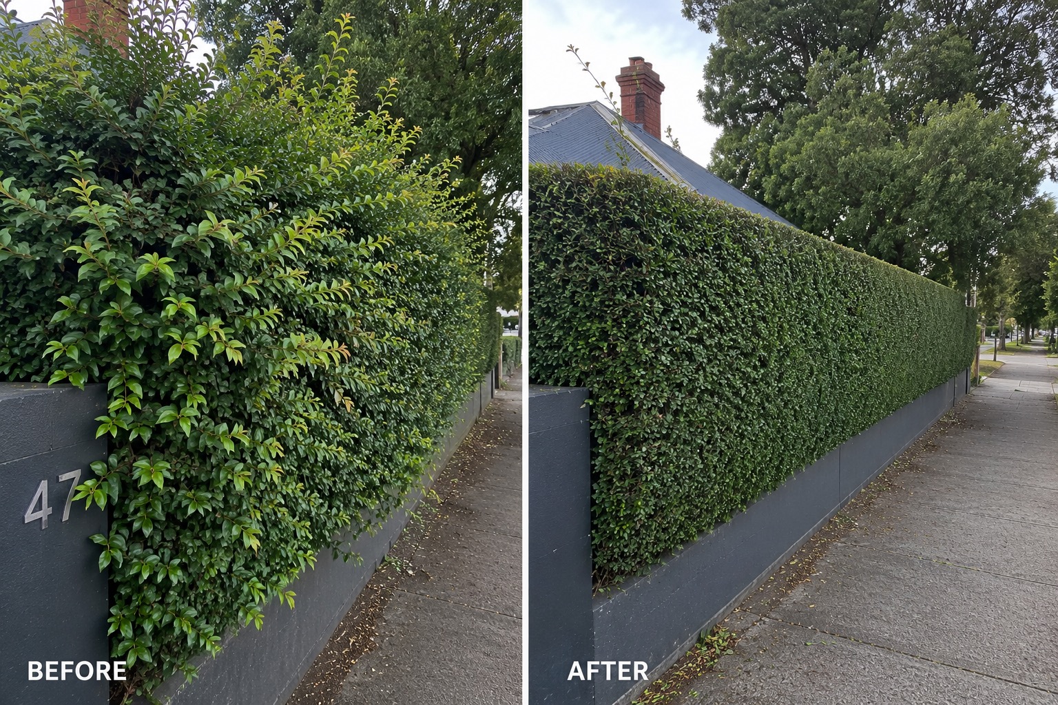 Privacy screen pruning and shaping in South Yarra